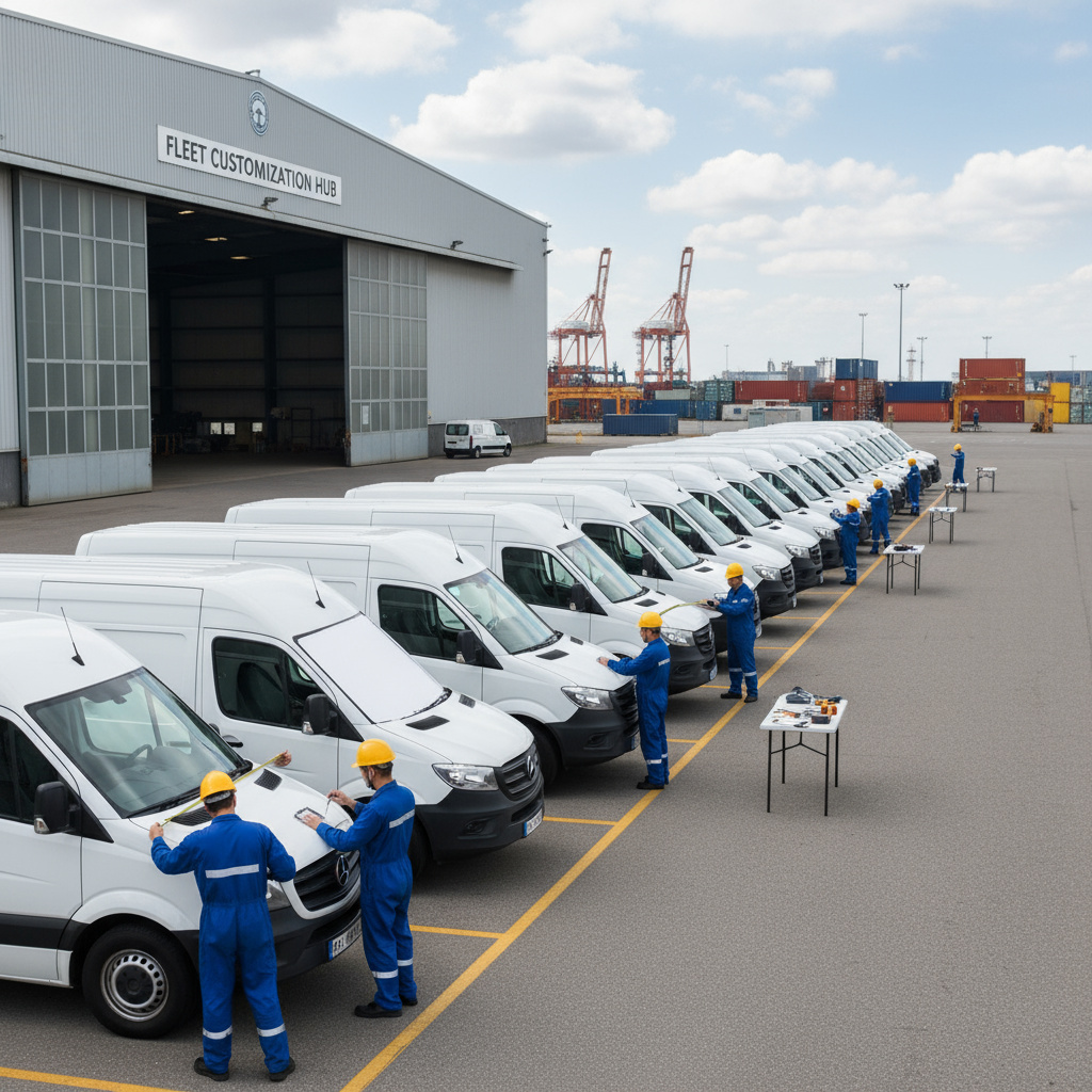 Weiße Nutzfahrzeuge für Flottenbranding vorbereitet