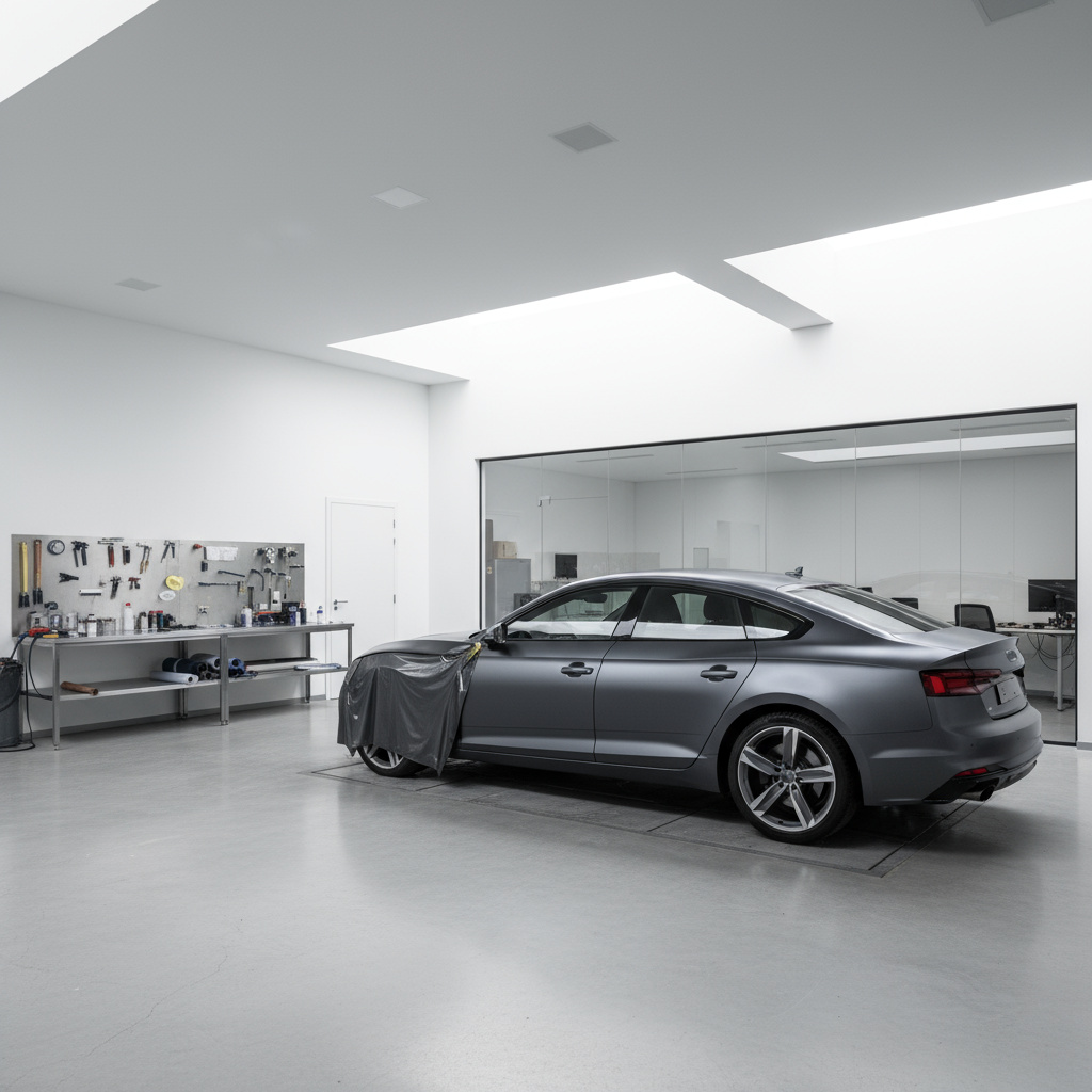 Studio in Zürich: Fahrzeug wird mit matter Vinylfolie foliert